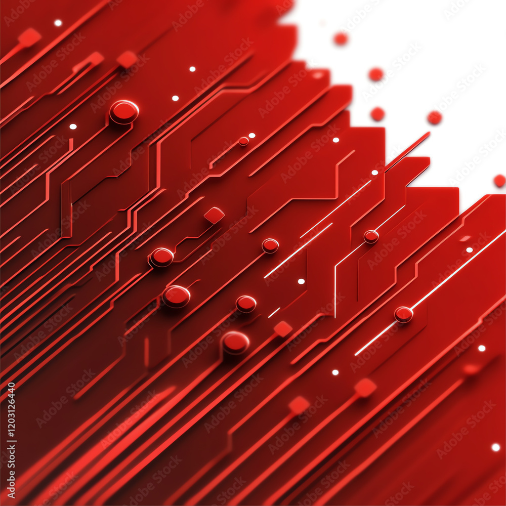 Aufkleber abstract red circuitry design symbolizing innovation in technology and digital advancements.