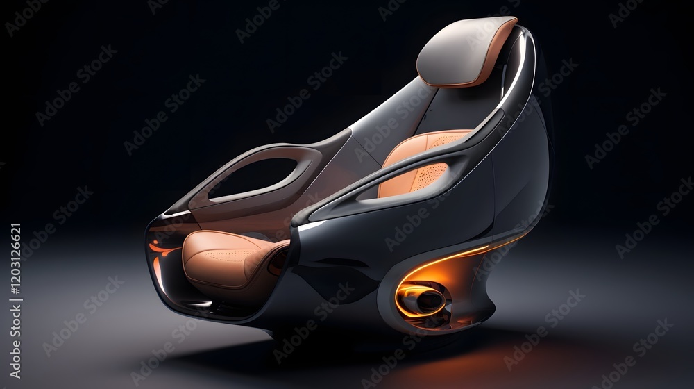 Poster innovative and high tech car seat with advanced touch controls smart features and a sleek modern des