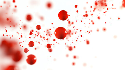Abstract red particle movement on a white background, creating a sense of energy and motion in a scientific context.