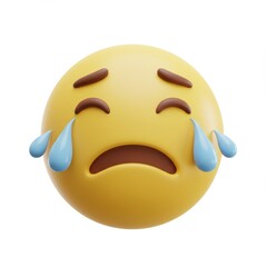 Crying emoji with tears streaming down its face 3D Icon isolated on white background