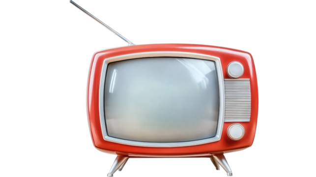 Vintage Red Television Set: A Blast from the Past, isolated on transparent background