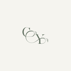 YC letter elegant and elegant logo organic hairline logotype wedding concept monogram