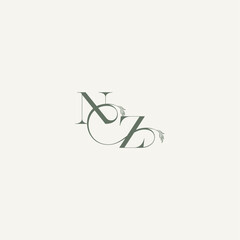 ZN letter elegant and elegant logo organic hairline logotype wedding concept monogram
