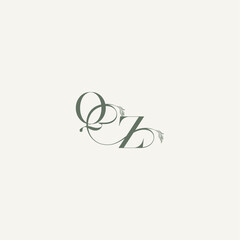 Obraz premium ZQ letter elegant and elegant logo organic hairline logotype wedding concept monogram