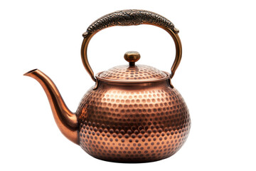 Copper kettle with decorative handle, perfect for brewing tea and enhancing kitchen decor