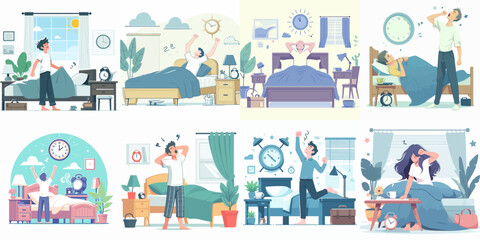 Obraz premium collection illustration of person wake up