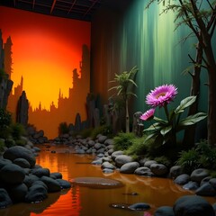 sunset over the lake