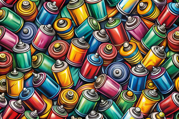 Naklejka premium Colorful Spray Paint Can Seamless Pattern. Vibrant Graffiti Art Texture