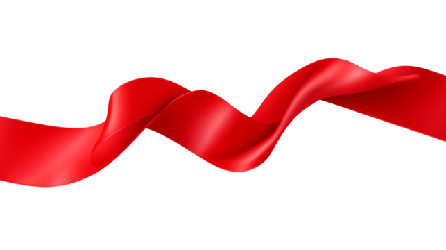 Elegant Red Ribbon Swirl Design Element for Festive Occasions Branding and Celebrations
