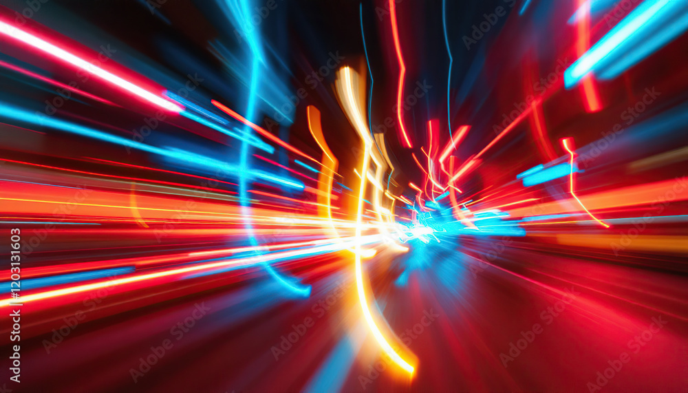 Poster abstract light trails of speed and motion