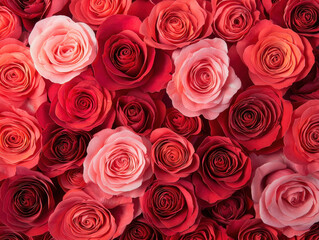 Obraz premium vibrant arrangement of red and pink roses creates romantic and elegant floral background