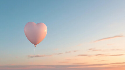 Obraz premium heart shaped balloon floats gently in pastel sky, evoking dreamy atmosphere