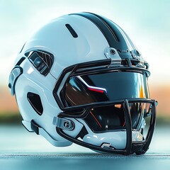 Fototapeta premium Shiny football helmet with metallic reflective surface minimalist sports artwork design