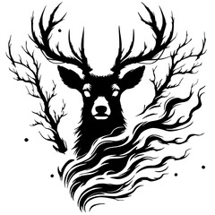 Deer head silhouette vector design
