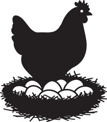 rooster and hen, hen chicken icon silhouette vector style with white background