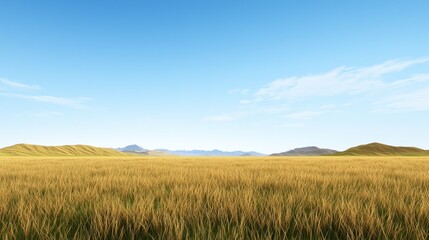 Golden Wheat Field Under a Blue Sky