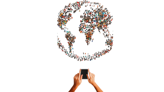Global Connection: Humanity United Through Technology, isolated on transparent background - Powered by Adobe