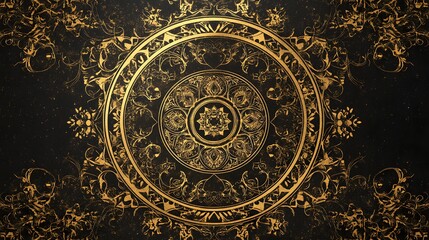 Fototapeta premium Ornate Gold Mandala Design on Dark Background