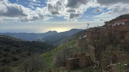 View from Montes de Málaga Malaga Natural Park onto the city