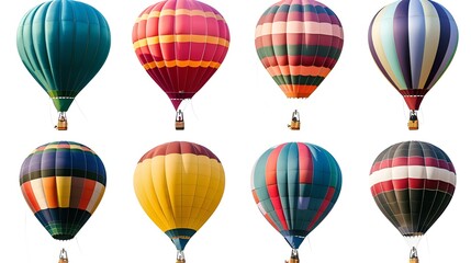 Obraz premium Bright air balloons in a line against a clear backdrop