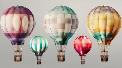 Obraz premium Bright air balloons in a line against a clear backdrop