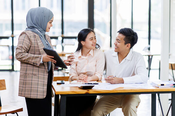 Financial Advisor discussion group Business team working planning strategy and brainstorming, colleagues thinking concept.