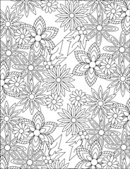seamless floral pattern coloring book page for adult coloring book page