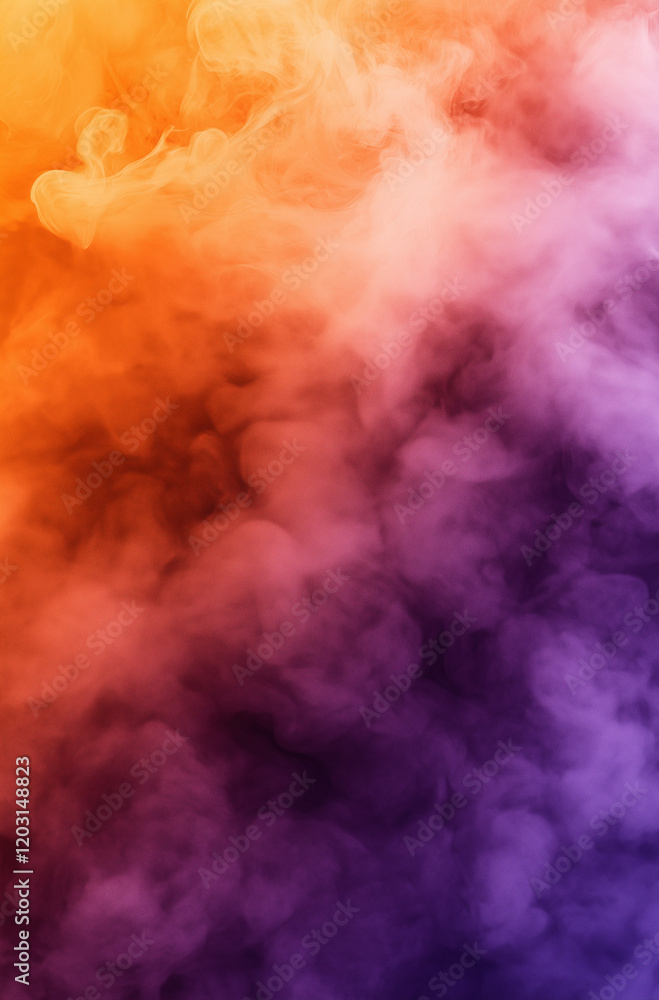 Poster elegant watercolor gradient background from orange to purple with soft clouds and textured surface, 