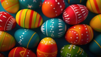 Fototapeta na wymiar Colorful traditional Polish Easter eggs