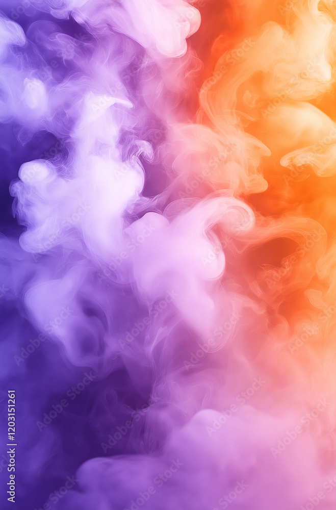 Poster elegant watercolor gradient background from orange to purple with soft clouds and textured surface, 