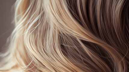 Naklejka premium woman with hair, hair of a woman, hair model back view, glossy blonde curls, close-up of hair