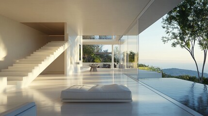 Fototapeta premium Modern Minimalist House with Ocean View