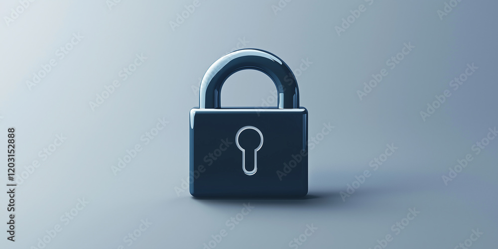 Poster modern and minimalistic padlock design rendered in 3d, symbolizing security, protection, and confide