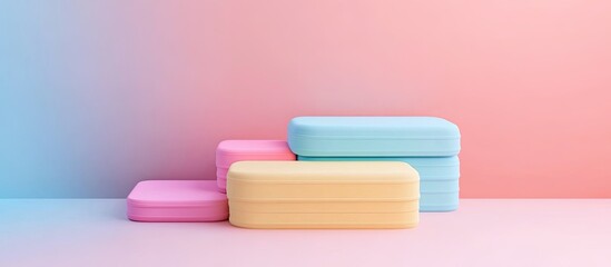 Pastel Paradise: A Serene Display of Colorful Blocks on a Soft Gradient Backdrop