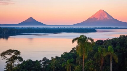 Volcanic landscape at sunrise
