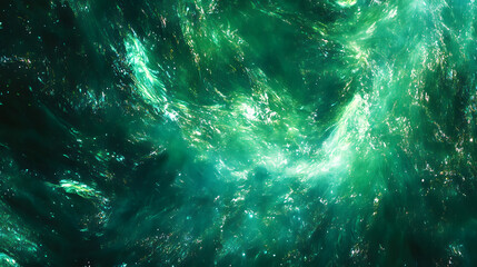 Fototapeta premium Vivid green nebula glowing with an ethereal light, creating a sense of cosmic energy and deep space movement.