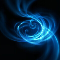 Abstract Glowing Blue Light Swirls on Dark Background