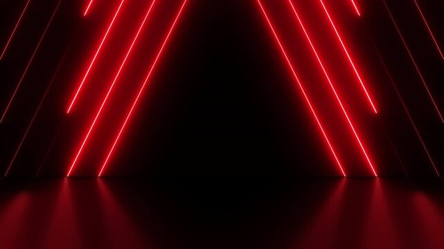 Bright neon red laser beams abstract 3d motion background