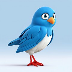 Obraz premium 3d blue bird cartoon characters isolated on white background