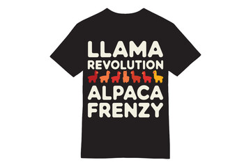 Playful Llama Revolution Cartoon T-Shirt Design