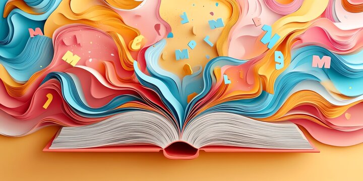 Open Book: Whimsical Paper Art with Colorful Letters - Powered by Adobe