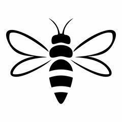 Bee or wasp, insect, black silhouette, template, tattoo, vector icon, symbol