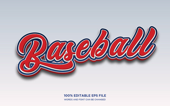 Bold, stylized 'Baseball' text style effect in vibrant red and blue with a 3D effect.  Classic sports 