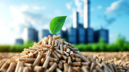 Harnessing biomass for co2 reduction sustainable energy solutions at urban power facilities eco-friendly environment close-up view green initiatives