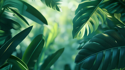 Fototapeta premium Green leaf background, landscape 