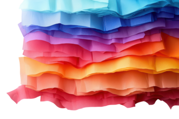 Colorful layers of tissue paper stacked together creating a vibrant display for crafts or decoration purposes