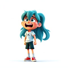 3d blue funny , sad , happy cartoon characters, isolated on white background