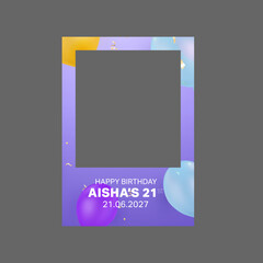 Birthday Selfie Frame, Birthday Photo Booth Selfie Frame Party PRINTED 5mm panel