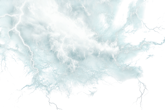 Lightning strikes illuminate a stormy sky during a thunderstorm over a rural landscape at dusk