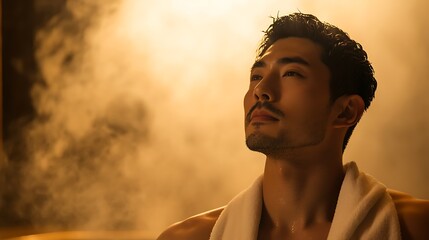 Steamy Elegance: A Handsome Portrait in Bath